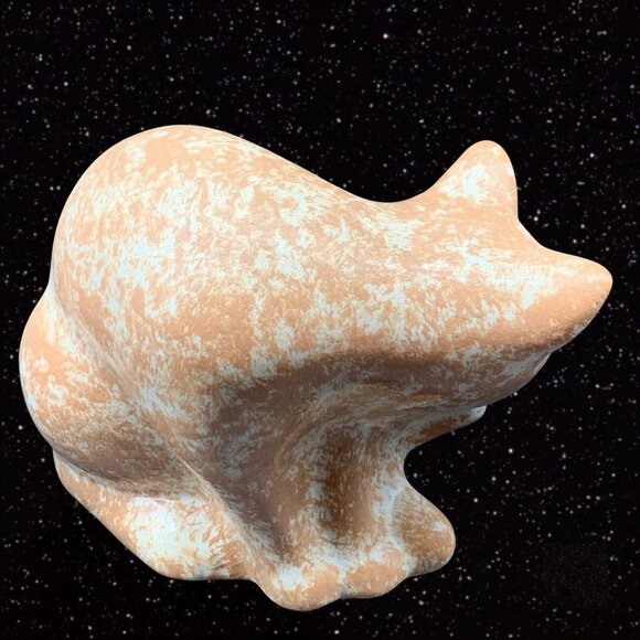 Vintage ELPA Alcobaca Orange White Cat Handpainted Ceramic Green Eye 6”T 7”W - Picture 3 of 8